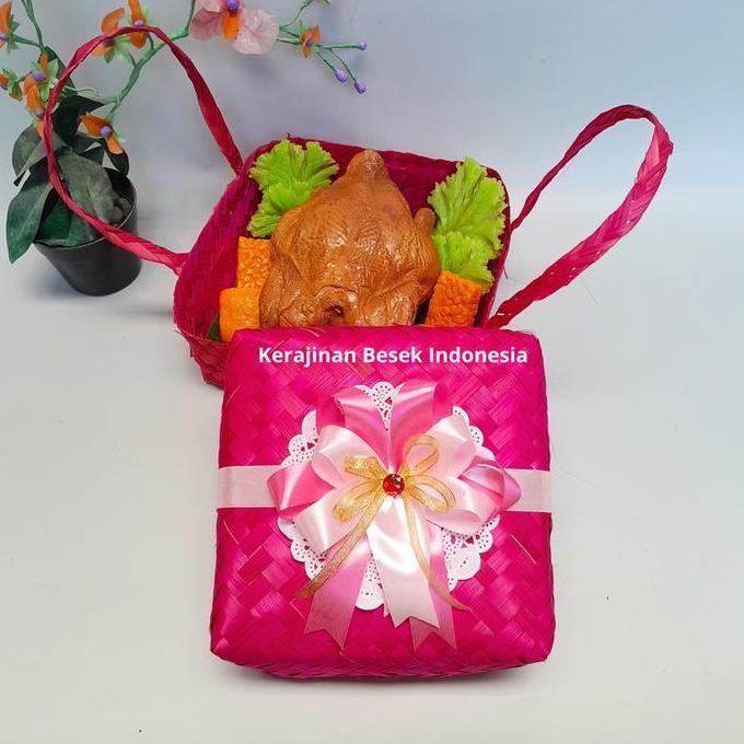 ((((()paling dicari] GROSIR Sepasang Besek Jinjing Warna BONUS Pita murah Kotak nasi ayam box kuning