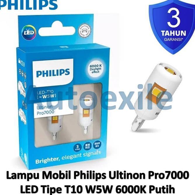 Philips Ultinon Pro7 Led T10 W5W Dc 12V Putih 6K White Orinal Lampu Senja Kota Plat Interior Kabin M