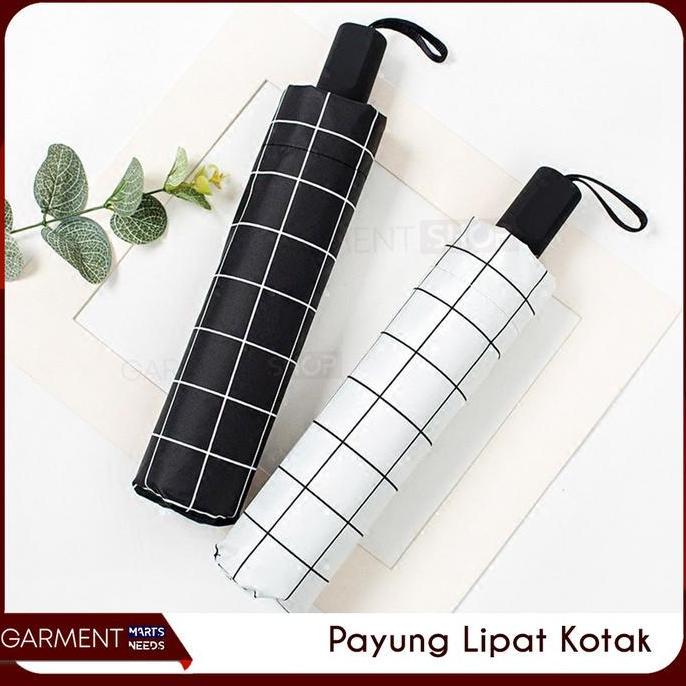 Payung Motif Kotak Estetik Lipat Anti Sinar Uv Matahari Umbrella