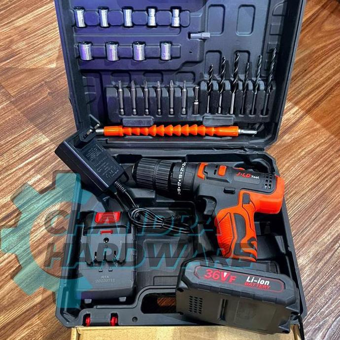 BOR CORDLESS JLD 36V BATERAI IMPACT DRILL TOOL KIT AKSESORIS LENGKAP