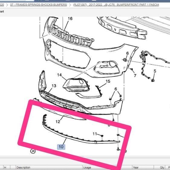 KARET BUMPER BAWAH BUMPER DEPAN CHEVROLET TRAX FL GM