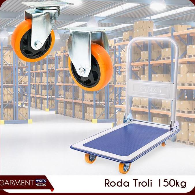 Roda Troli Barang 4 Inch Hand Truck Trolley Ban Karet Dorongan Gerobak