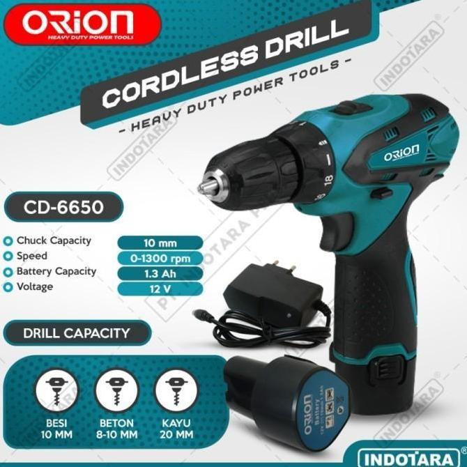 Mesin Bor Baterai Cordless Drill Bor Tangan Baterai 12V Orion CD-6650P