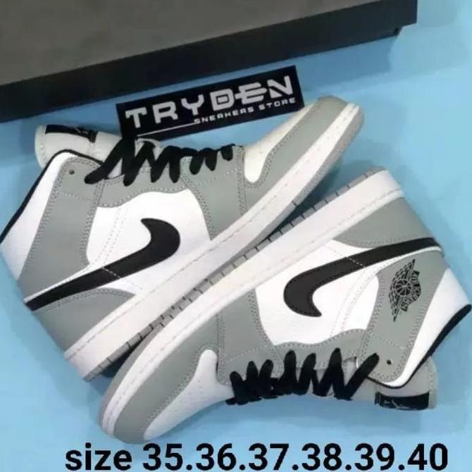 oge_stores - jordan 1 high pria abu putih full white kuning sneakers trendy