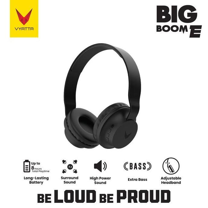 VYATTA BIG BOOM E BLUETOOTH HEADPHONE WIRELESS HEADSET EARPHONE SURROUND SOUND EXTRA BASS AAC