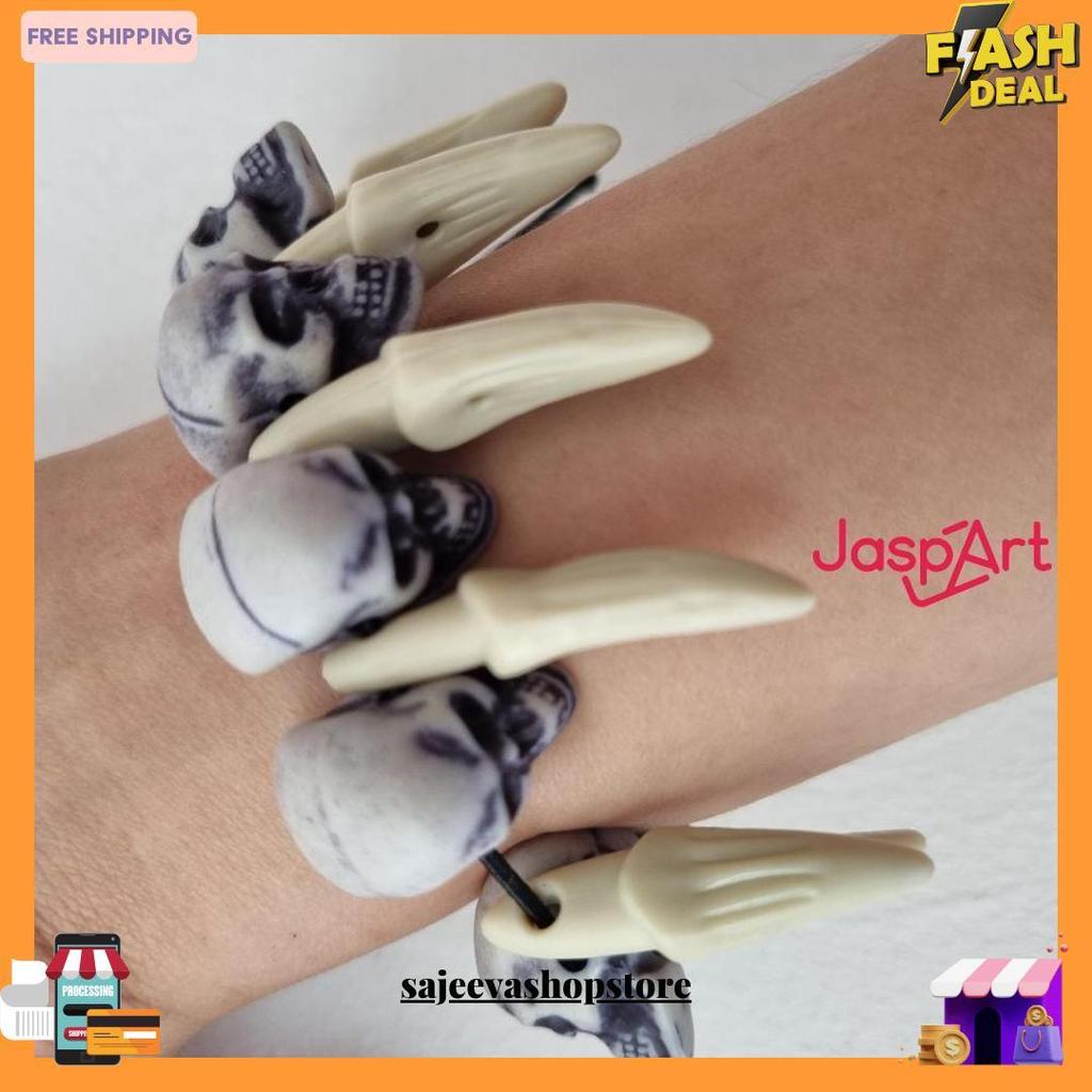Gelang Tangan Aksen Kepala Tengkorak Gelang Tengkorak Taring Gelang Halloween Gelang Unik Termurah B