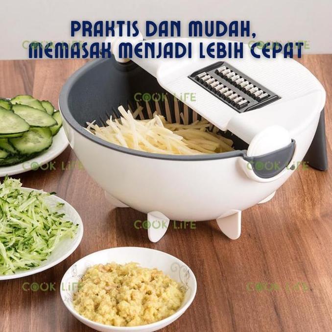 New- alat Parut Serbaguna Multifungsi Mangkok Putih 7IN1 Vegetable Fruit Cutter Parutan Manual pemot