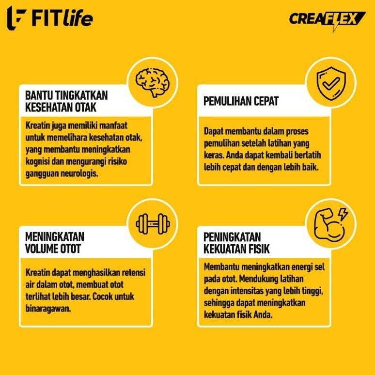 Fitlife Creaflex Creatine Monohydrate 300Gr - 60 Serving Suplemen Gym Kreatin Original