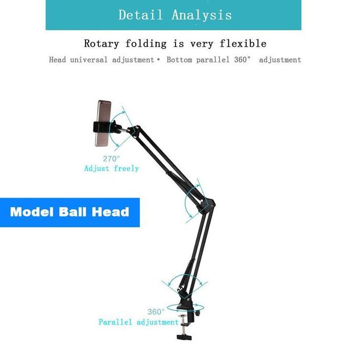 Stand HP - Holder Smartphone Model Boom Arm Table Lazypod Stand - D9 Besi Meja [terbaik]