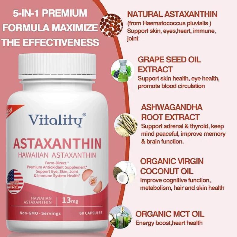 (Promo) Vitality Usa Premium Astaxanthin 13Mg 60 Kapsul Super Antioxidant Original