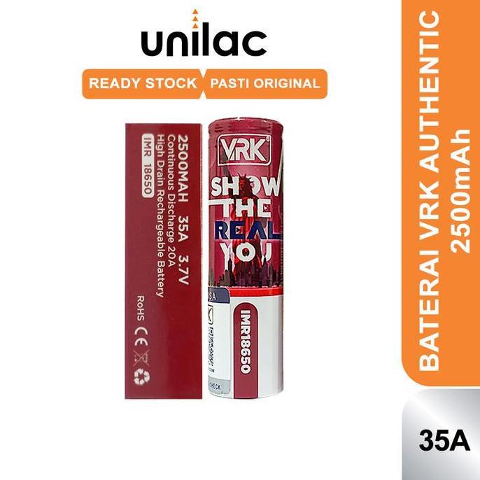 Authentic Baterai 18650 Vrk 2500 Mah - Battery Vrk 2500Mah 3.7V