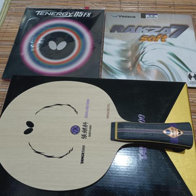 PAKET BATS TENIS MEJA BUTTERFLY ZHANG JIKE TAMCA 5000 PLUS TENERGY ORIGINAL