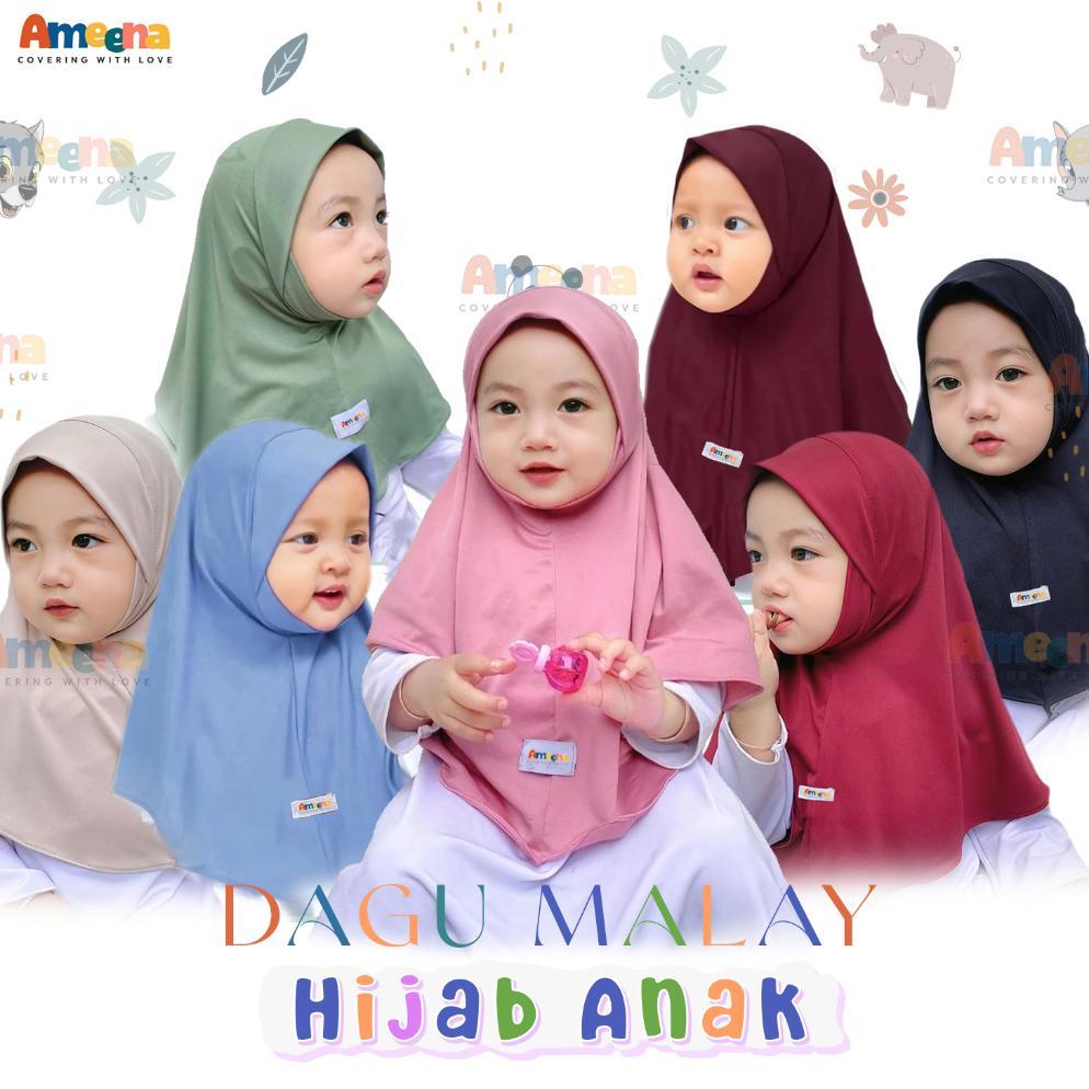 Ameena - Jilbab Anak Bayi Instan Dagu Malay 0 6 Bulan 1 Sampai 8 Tahun Bergo Malaysia Baby Bahan Jer