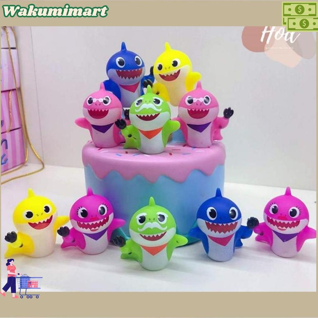 Bigpromo Topper Baby Shark Set Lucu Hiasan Kue Ulang Tahun Dekorasi Birthday Cake Mainan Pajangan Ik