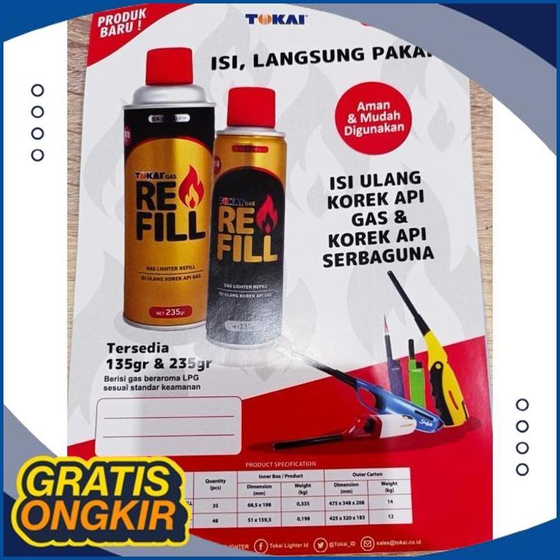 Terbaik Gas Isi Ulang Korek Api / Refill Tokai 235Gr / Isi Ulang Korek, Kaleng Emas Dr-03