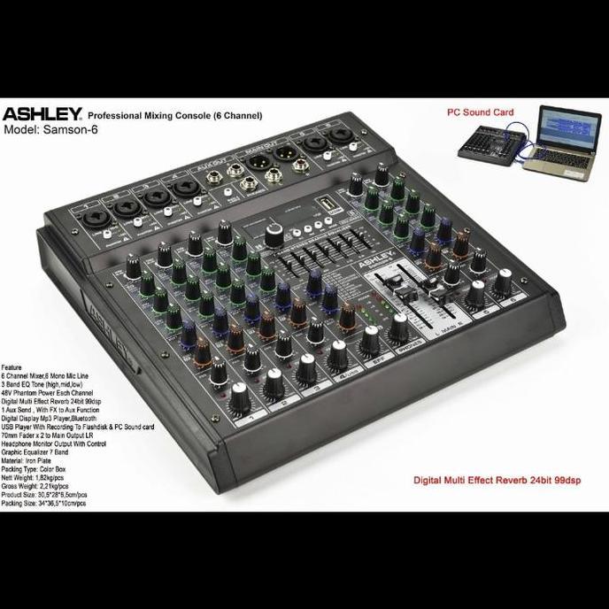 mixer audio ashley samson 6 / samson6 6 channel original