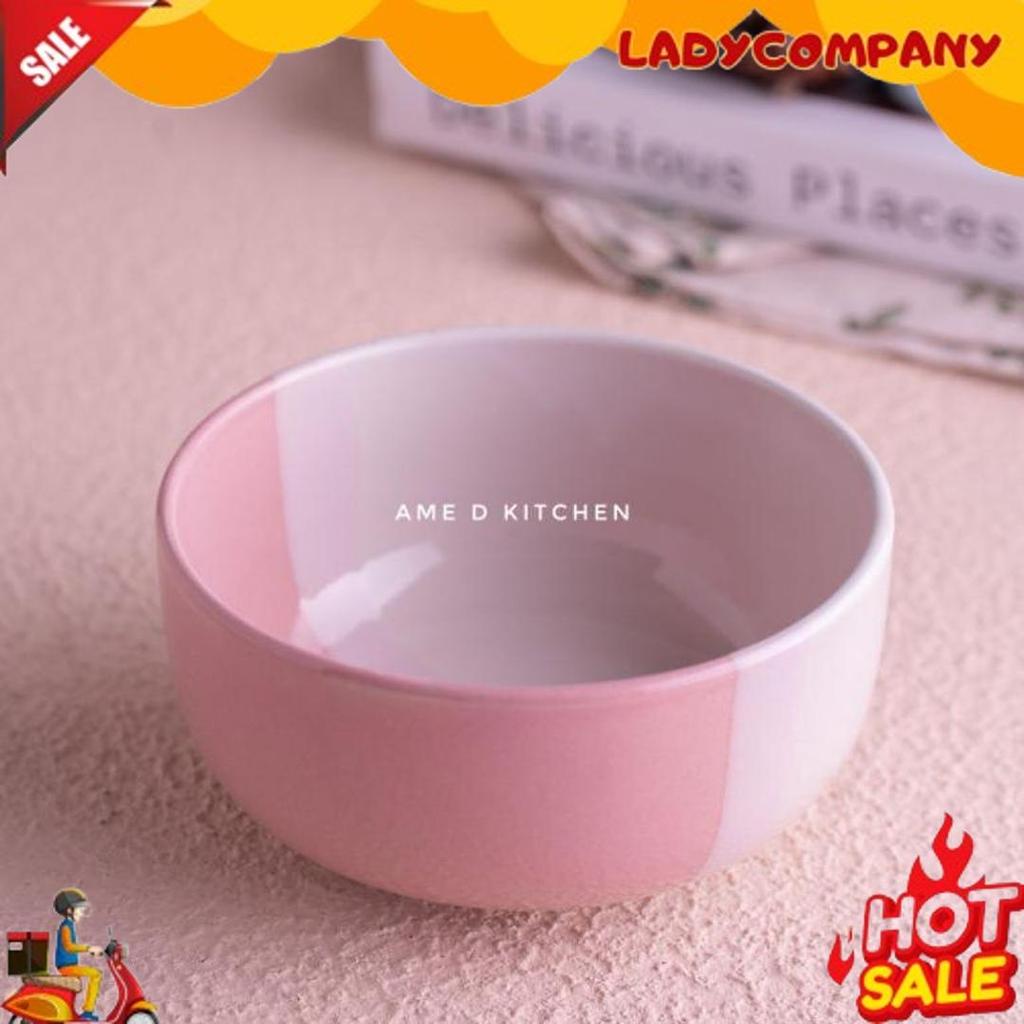 Bcx Mangkok Sup Bulat Keramik Two Tone Pink