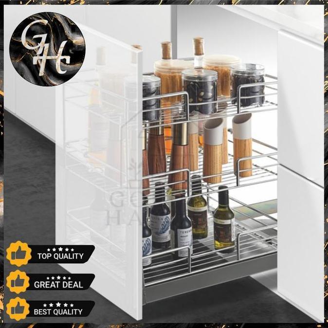 RAK BOTOL KABINER DAPUR 3 SUSUN 30 CM DAN 40 CM RAK SERBAGUNA KITCHEN SET LEMARI BAWAH