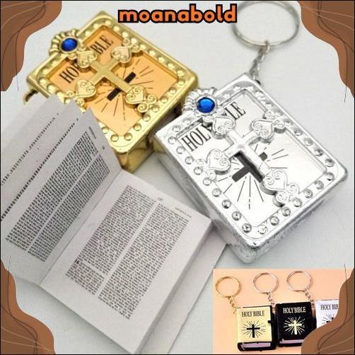 Ready Gantungan Kunci Alkitab Mini Kecil Bahasa Inggris Holy Bible Souvenir Rohani Kristen Hadiah Ka