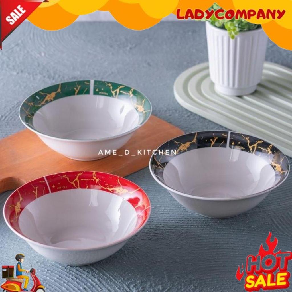 Gradeori Mangkok Bijian Keramik 7" Motif Marble Emas