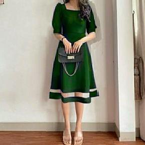 dress wanita XL/dress remaja/pesta/baju natal/baju kerja/dress midi/