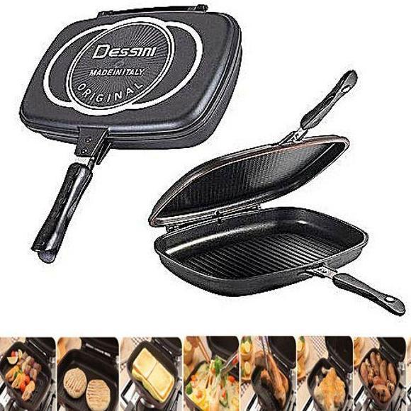 Premium DESSINI ITALY DP-36 Granite Aluminium Non Stick Double Sided Pressure Grill Fry Pan Cookware