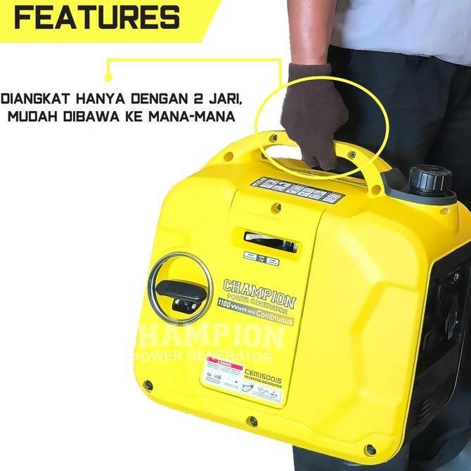 Terlaris Genset 1000 Watt Champion Mini Silent Inverter Cem 1500Is / Genset Mini 1000 1200 Watt