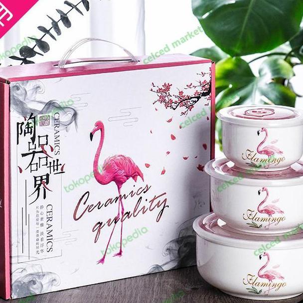 HAMPERS CNY MANGKOK KERAMIK SET + TUTUP SEAL ANTI TUMPAH TAHAN PANAS