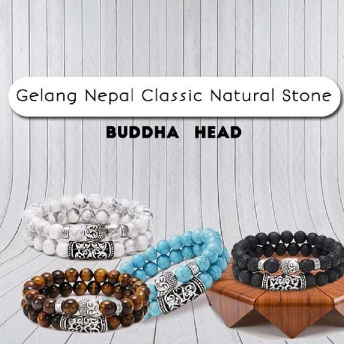Gelang Nepal Classic Natural Stone Buddha Head (GST01)
