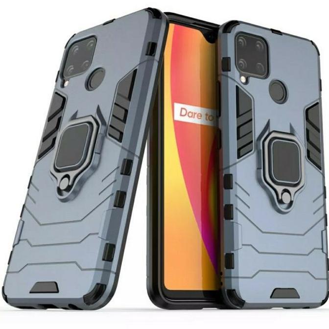 Realme C15 Armor Panther with Ring Cover i-Ring 360 Hard Case murah