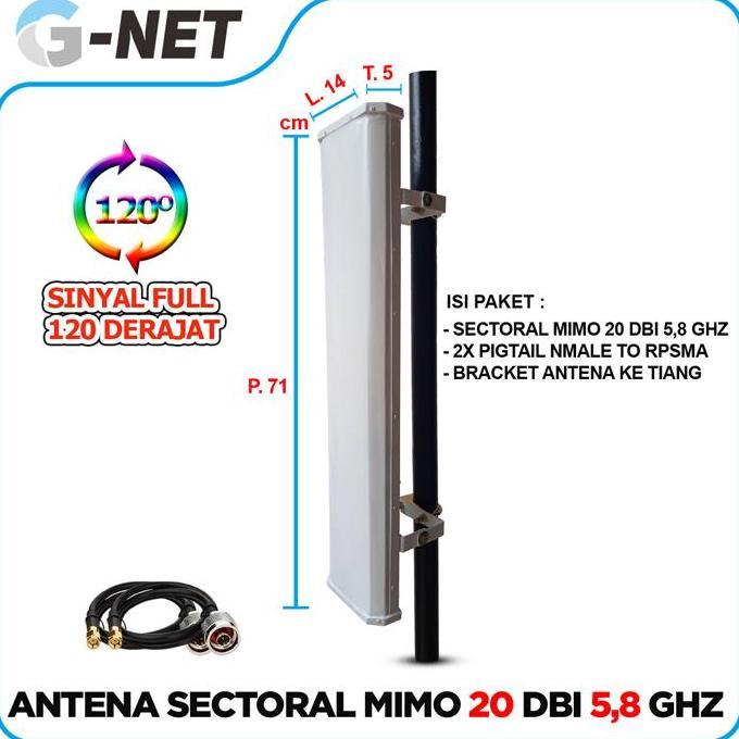 Antena Sectoral MIMO 19dBi 5.8Ghz 120 OEM