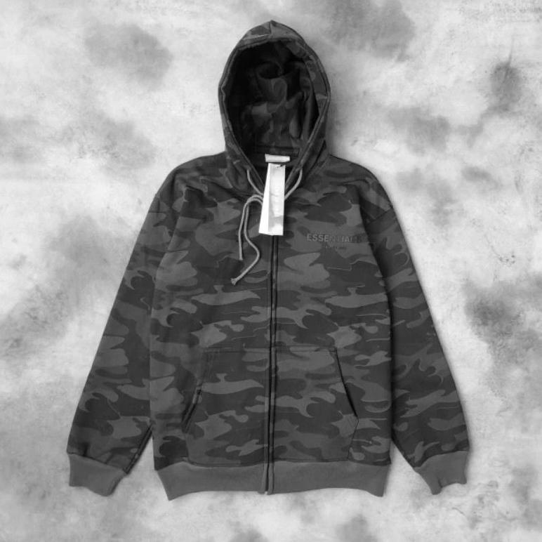 Sweater Hoodie Jaket Zipper ESSENTIALS Fear Of God CAMO Premium Authentic Full Tag & Label
