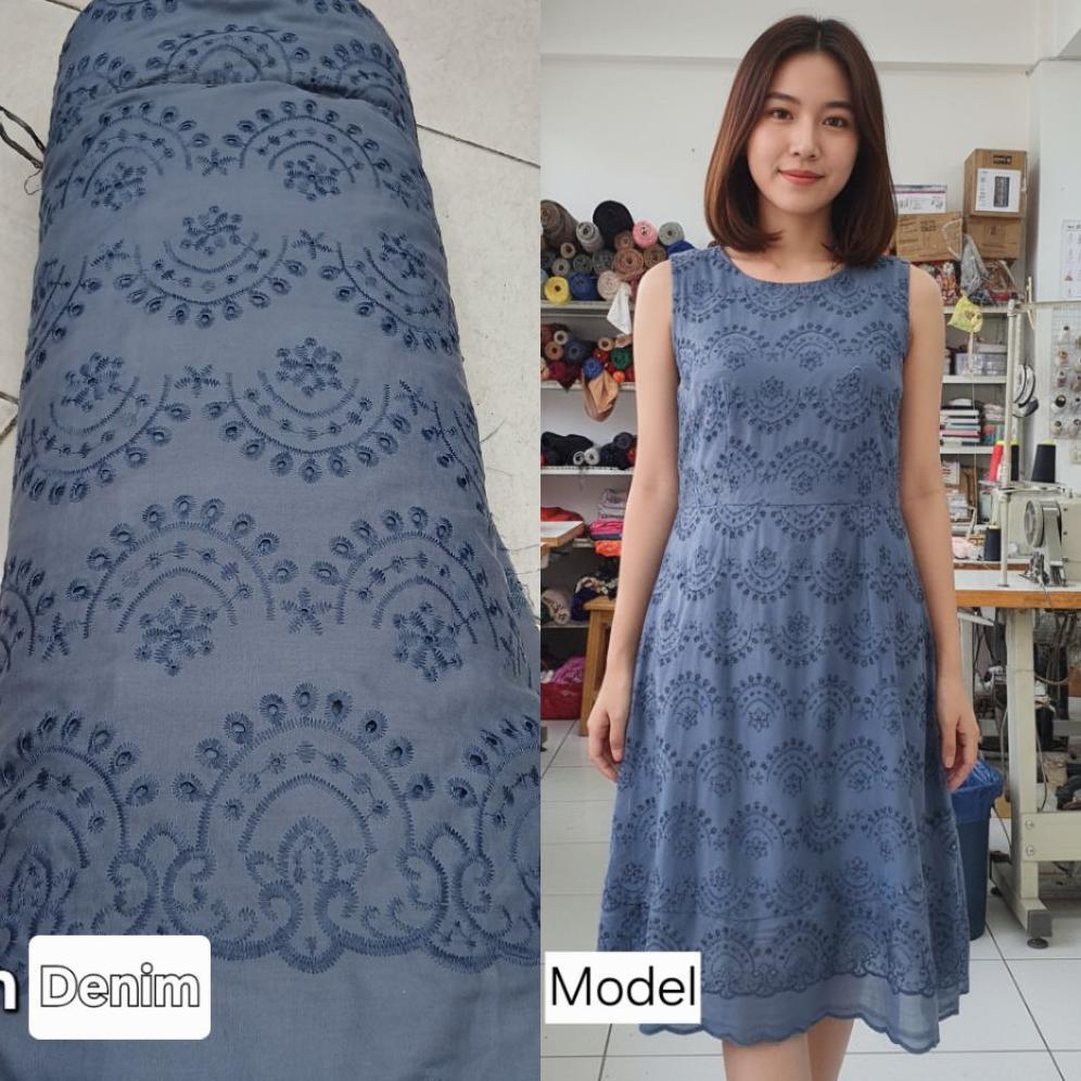 Kain bahan katun bordir bolong / Kain katun bolong import