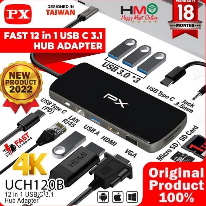Hub Converter Type C 3.1 Macbook Laptop HDMI USB 12 in 1 PX UCH120B