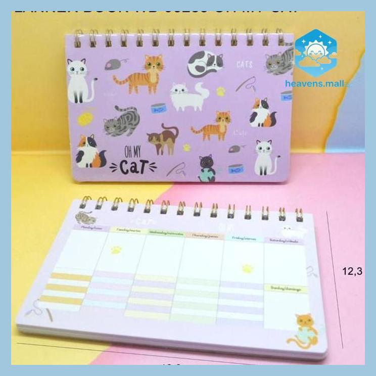 PLANNER BOOK KUCING OH MY CAT 12.3 X 18.6 CM MINGGUAN BULANAN GAMBAR KUCING AGENDA MINGGUAN BULANAN 