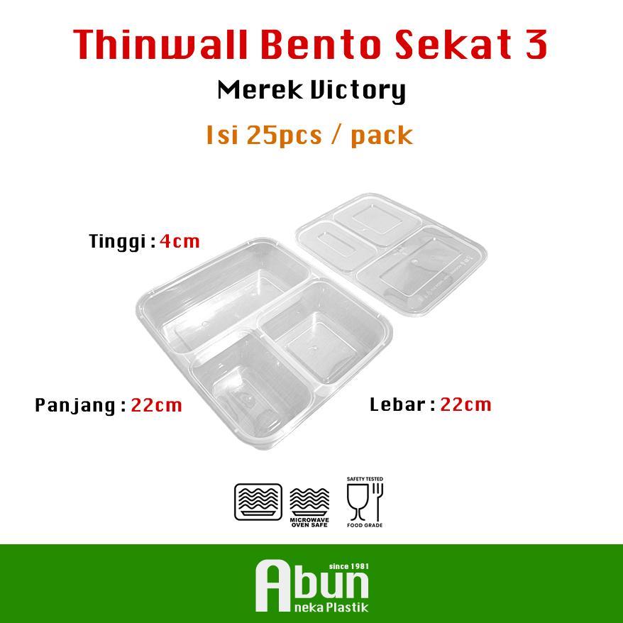 Thinwall Bento Sekat 3 Victory Isi 25pcs