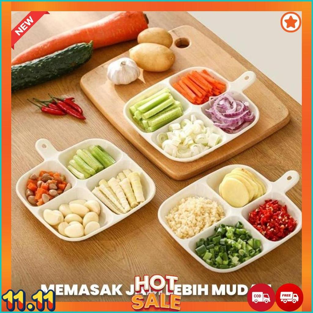 Ikiloshop Piring Bumbu Masak 4 Sekat Piring Wadah Saos Bumbu Racik Food Preparation Plate Cod [H3]