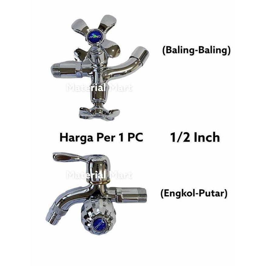 Keran Cabang Onda 1/2" | Kran Shower Double | Kran Air Mesin Cuci Asli Hemat