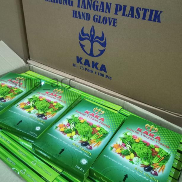 [1 KARTON]  Sarung Tangan Plastik Merk KAKA ( 1 Karton Isi 75 Pack,1 Pack 100 lembar 50 pasang)