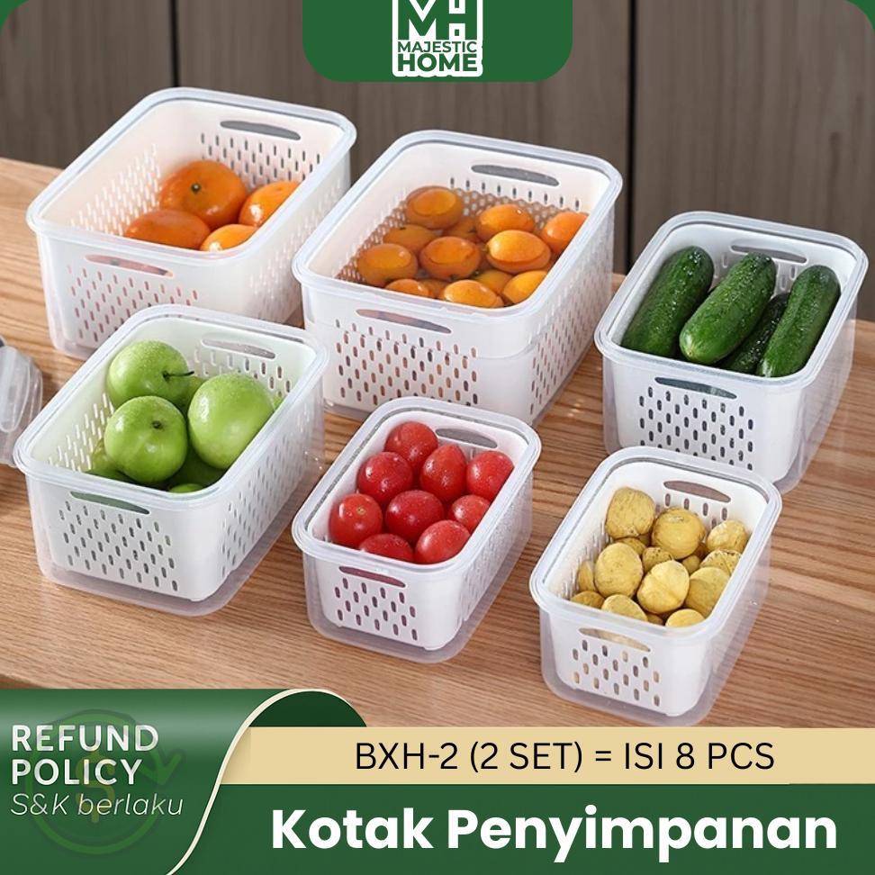 Saringan tirisan pencuci sayur storage Kotak Penyimpanan Kulkas Kotak penyimpanan buah Keranjang Say