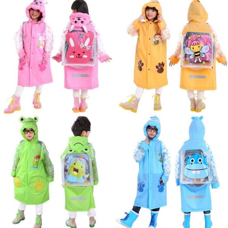 JAS HUJAN ANAK KARAKTER TERUSAN LUCU BACKPACK / RAIN COAT / MANTEL ANAK PEREMPUAN / MANTEL ANAK LAKI