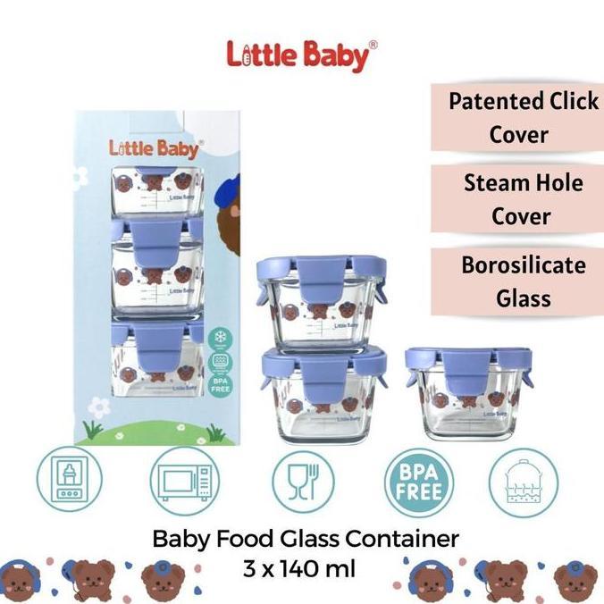 Little Baby -Glass Food Container Borosilicate Glass Container Set 3 Pcs 140Ml