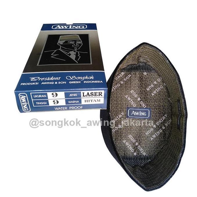 Songkok Peci Awing AC Motif Laser Kopiah Hitam Dewasa Terlaris