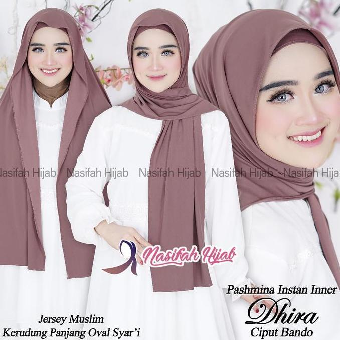 Pashmina Inner DHIRA Ciput Bando Jersey Muslim Kerudung Panjang Oval Syar'i - Nasifah Hijab