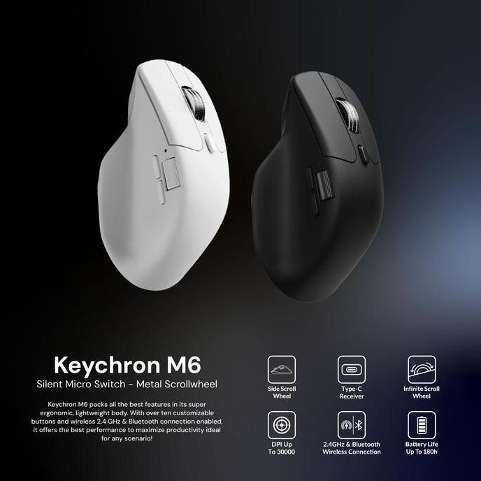 8Garasbek - Keychron M6 Mouse Wireless Ergonomis, Presisi Tinggi Untuk Kerja & Gaming