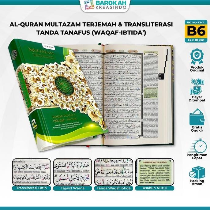 Alquran Multazam Ukuran B6 Al Quran dan Terjemahan Latin Perayat Al-Qur'an Kecil Terjemah Rasm Utsma