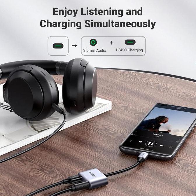 Ugreen Converter Splitter Dac Type C To Jack 3.5Mm +Type C Charging Audio Call