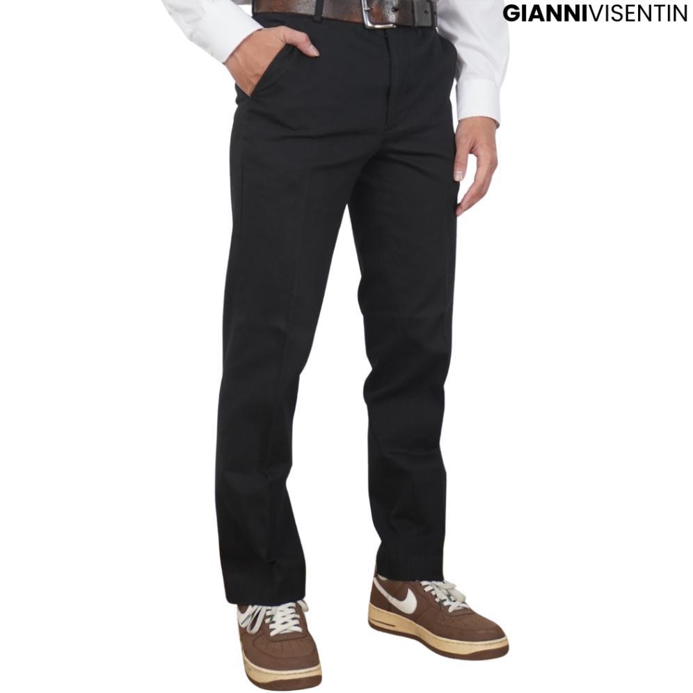 Gianni Visentin - Celana Chinos Stretch Pria Hitam