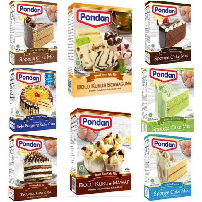 Murah Tepung Kue Premix Pondan Sponge Cake Mix 400 Gr Rasa Vanilla, Pandan, Chocolate, Varian Black 