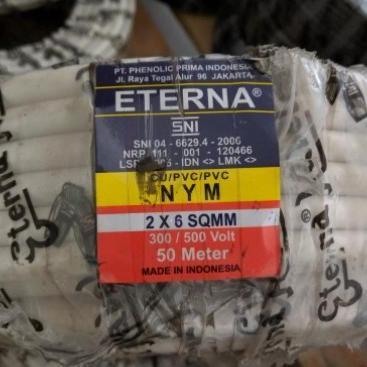 Kabel Listrik Kawat Nym 2X6 2X6Mm Eterna @50Meter  Sale
